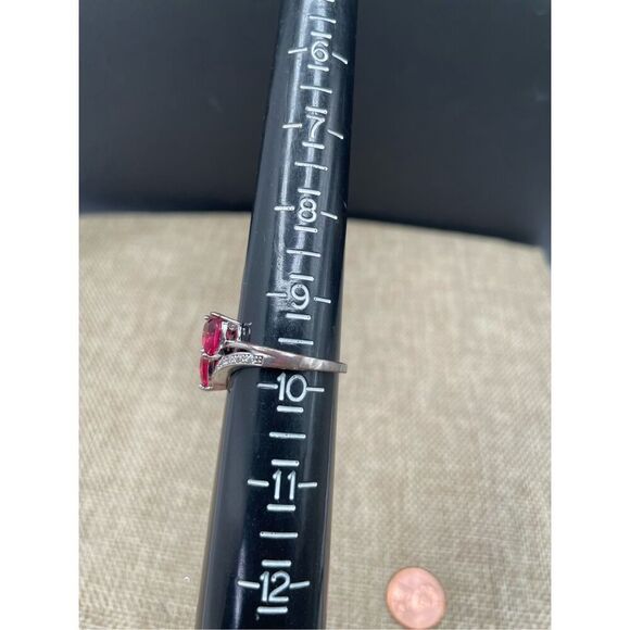 Bundle of 3 Heart Stone Rings Valentines Theme Pink and Red with Rhinestone Cute - Picture 12 of 13